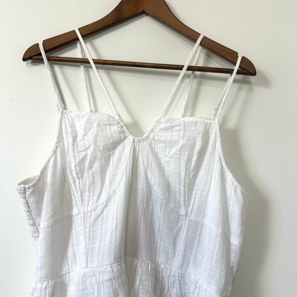 American Eagle White Tiered Mini Dress Smocked Back XXL Strappy Boho Coastal - Picture 5 of 8